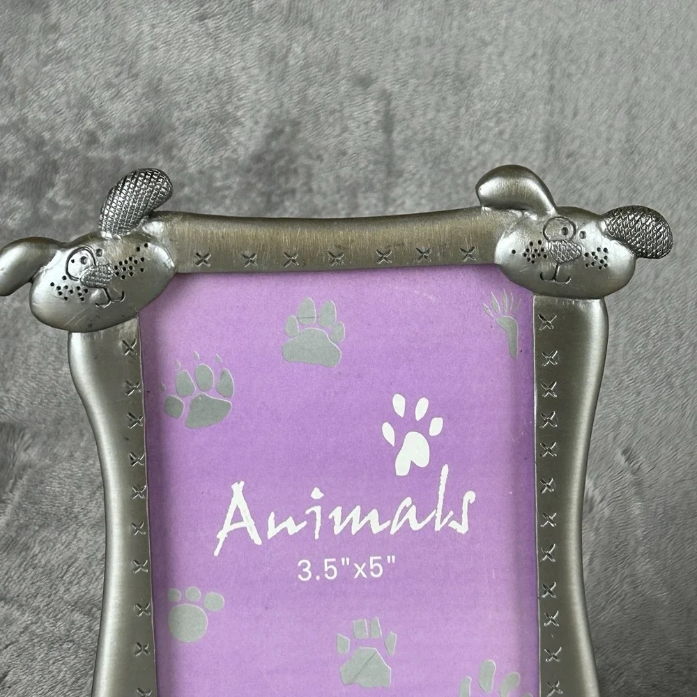 Pewter Dog Photo Picture Frame 3 Dimensional Puppy Gift For Dog Lovers Whimsical